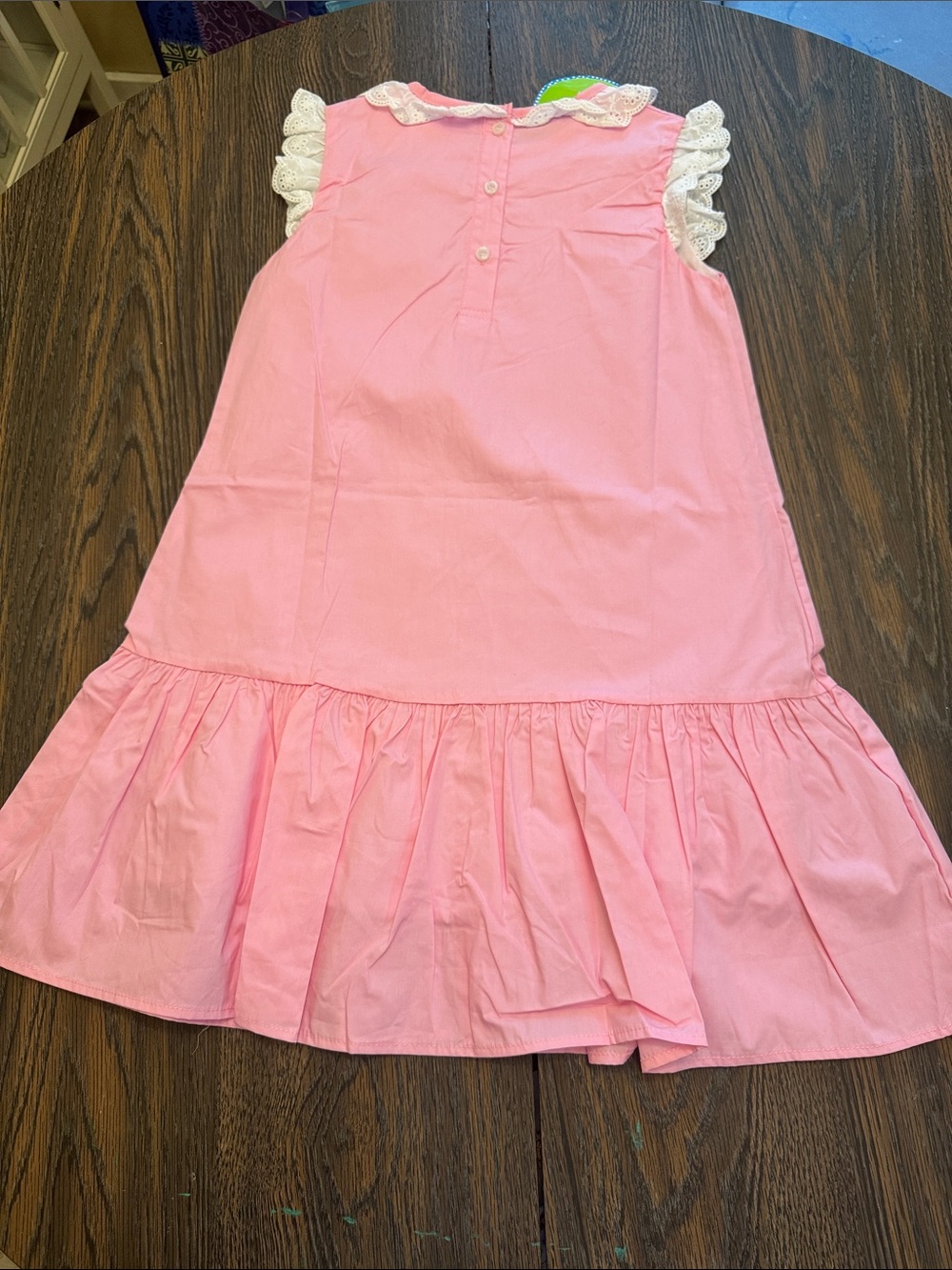Pink Girls' Dress with Lace Trim - Classic Whimsy 8 - Picture 4 of 6